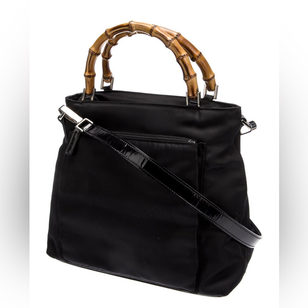 Gucci Black Canvas Bamboo Handle Shoulder/crossbody  Bag - Picture 2 of 16